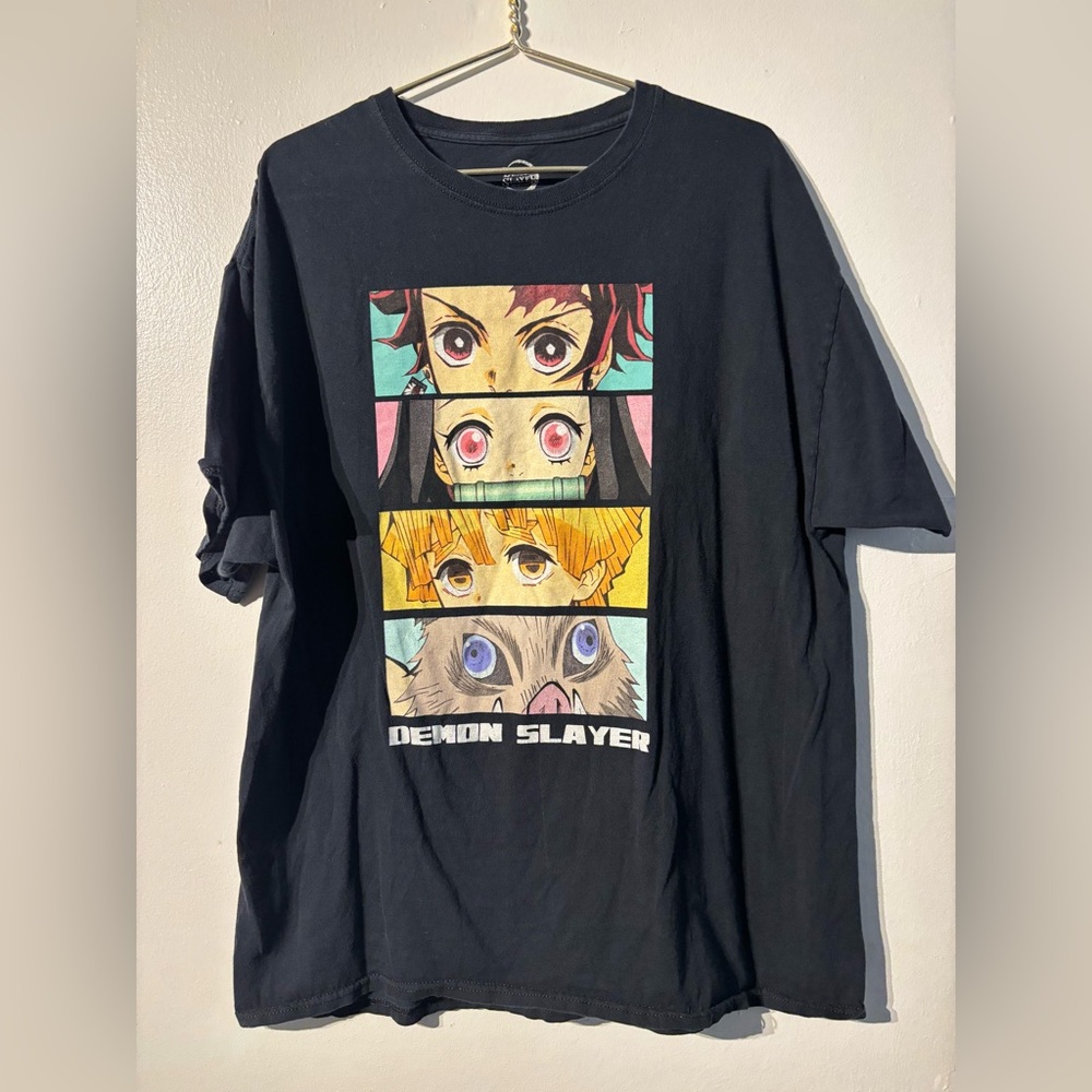 Demon Slayer Kimetsu No Yaiba Anime Graphic T Shirt Black Cotton XL